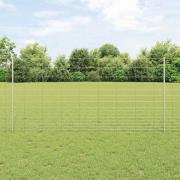 vidaXL Stängsel med stolpe Silver 1,2 x 25 m Stål