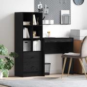 vidaXL Skrivbord med förvaring med låda 2 pcs Svart ek 70 x 40 x 76 cm