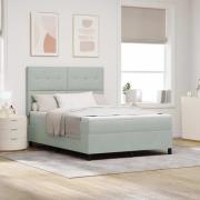 vidaXL Bäddfjäder med madrass med huvudgavel Ljusgrå 160 x 200 cm tyg