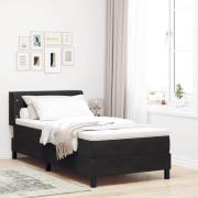 vidaXL Bäddfjäder med huvudgavel Svart 200 x 90 cm Sammet