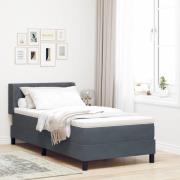 vidaXL Bäddfjäder med huvudgavel Mörkgrå 200 x 90 cm Sammet