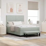 vidaXL Bäddfjäder med madrass Ljusgrå 140 x 190 cm Sammet