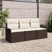 vidaXL Trädgårdsoffset 3 pcs Brun 196 x 62 x 85cm konstrotting