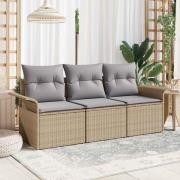 vidaXL Trädgårdsoffset 3 pcs Beige 196 x 62 x 85cm konstrotting