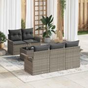 vidaXL Trädgårdsoffset 6 pcs Grå Poly rattan