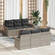 vidaXL Trädgårdsoffset 7 pcs Ljusgrå Poly rattan