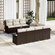 vidaXL Trädgårdsoffset 8 pcs Brun Poly rattan