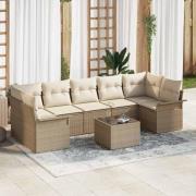 vidaXL Trädgårdsoffset 8 pcs Beige Poly rattan