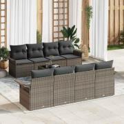 vidaXL Trädgårdsoffset 9 pcs Grå Poly rattan