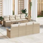 vidaXL Trädgårdsoffset 9 pcs Beige Poly rattan