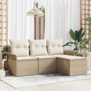 vidaXL Trädgårdsoffset 4 pcs Beige 55 x 55 x 37 cm konstrotting