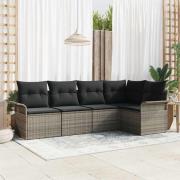 vidaXL Trädgårdsoffset 5 pcs 242.5 x 132.5 x 85 cm Poly rattan