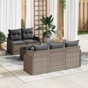 vidaXL Trädgårdsoffset 6 pcs Grå Poly rattan