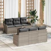vidaXL Trädgårdsoffset 7 pcs Ljusgrå 55 x 55 x 37 cm Poly rattan