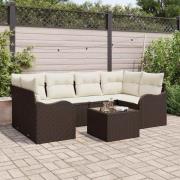 vidaXL Trädgårdsoffset 7 pcs Brun 55 x 55 x 37 cm Poly rattan