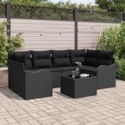 vidaXL Trädgårdsoffset 7 pcs Svart 55 x 55 x 37 cm Poly rattan