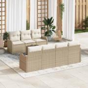 vidaXL Trädgårdsoffset 8 pcs Beige 55 x 55 x 37 cm Poly rattan