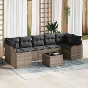 vidaXL Trädgårdsoffset med kudde 8 pcs Grå 55 x 55 x 37 cm Poly rattan