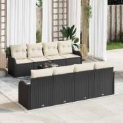 vidaXL Trädgårdsoffset 9 pcs Svart 55 x 55 x 37 cm Poly rattan