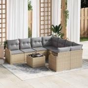 vidaXL Trädgårdsoffset 9 pcs Beige 55 x 55 x 37 cm Poly rattan