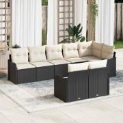 vidaXL Trädgårdsoffset med kudde 8 pcs Svart Poly rattan