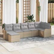 vidaXL Trädgårdsoffset 7 pcs Beige konstrotting