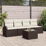 vidaXL Trädgårdsoffset 5 pcs Brun 55 x 55 x 37 cm Poly rattan
