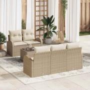 vidaXL Trädgårdsoffset 6 pcs Beige 55 x 55 x 37 cm Poly rattan