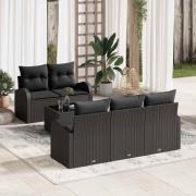 vidaXL Trädgårdsoffset 6 pcs Svart 55 x 55 x 37 cm Poly rattan