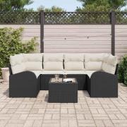 vidaXL Trädgårdsoffset 7 pcs Svart 55 x 55 x 37 cm Poly rattan