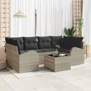 vidaXL Trädgårdsoffset 7 pcs Ljusgrå 55 x 55 x 37 cm Poly rattan