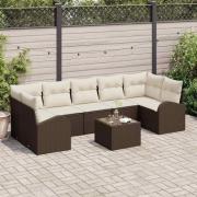 vidaXL Trädgårdsoffset 8 pcs Brun 55 x 55 x 37 cm konstrotting