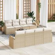 vidaXL Trädgårdsoffset 7 pcs Beige och Vit 55 x 55 x 37 cm
