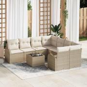 vidaXL Trädgårdsoffset 9 pcs Beige 55 x 55 x 37 cm konstrotting