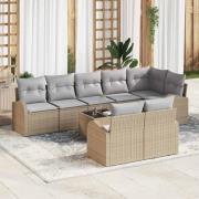 vidaXL Trädgårdsoffset 9 pcs Beige 55 x 55 x 37 cm Poly rattan