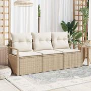 vidaXL Trädgårdsoffset 3 pcs Beige Poly rattan