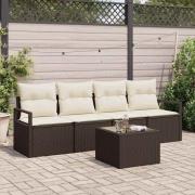 vidaXL Trädgårdsoffset 5 pcs Brun, krämfärgad 55 x 55 x 37 cm