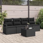 vidaXL Trädgårdsoffset 5 pcs Svart 55 x 55 x 37 cm konstrotting
