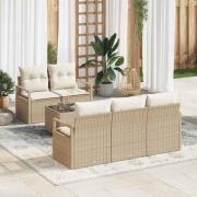 vidaXL Trädgårdsoffset 6 pcs Beige, Kräm 55 x 55 x 37 cm konstrotting