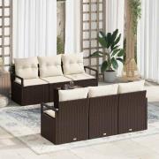 vidaXL Trädgårdsoffset 7 pcs Brun och Kräm 55 x 55 x 37 cm