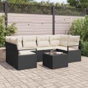 vidaXL Trädgårdsoffset 7 pcs Svart, Grädde 55 x 55 x 37 cm