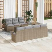 vidaXL Trädgårdsoffset 8 pcs Beige, grå 55 x 55 x 37 cm konstrotting