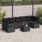 vidaXL Trädgårdsoffset 8 pcs Svart 55 x 55 x 37 cm konstrotting