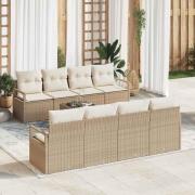 vidaXL Trädgårdsoffset 7 pcs Beige, Kräm 55 x 55 x 37 cm konstrotting