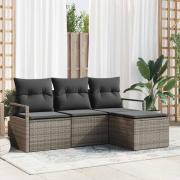 vidaXL Trädgårdsoffset 4 pcs Grå Poly rattan