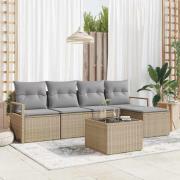 vidaXL Trädgårdsoffset 6 pcs Beige Poly rattan
