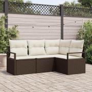 vidaXL Trädgårdsoffset 4 pcs Brun Poly rattan
