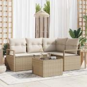 vidaXL Trädgårdsoffset 5 pcs Beige Poly rattan