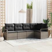 vidaXL Trädgårdsoffset 5 pcs Grå Poly rattan