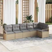 vidaXL Trädgårdsoffset 6 pcs Beige Poly rattan